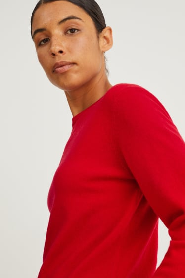 Mujer - Jersey básico - mezcla de lana con cachemir - rojo