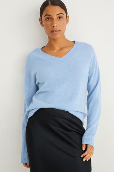 Damen - Kaschmir-Pullover - hellblau