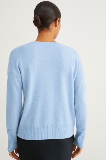 Damen - Kaschmir-Pullover - hellblau