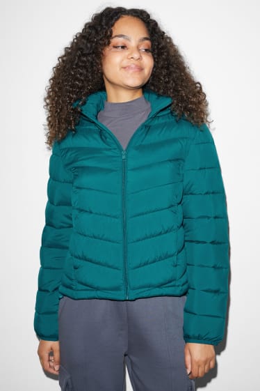 Dames - CLOCKHOUSE - gewatteerde jas met capuchon - groen