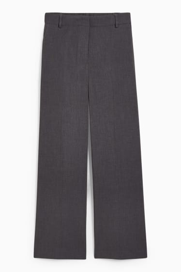 Donna - Pantaloni - vita alta - gamba larga - grigio melange
