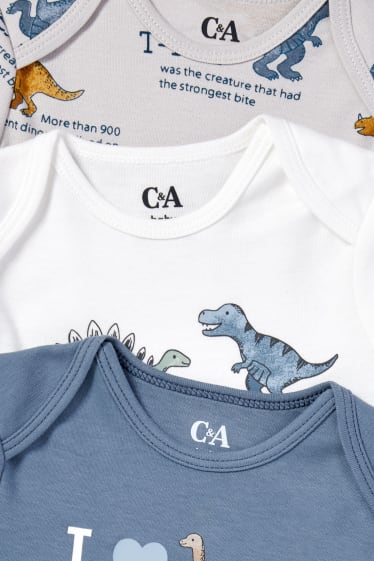 Babies - Multipack of 3 - dinosaur - baby bodysuit - blue