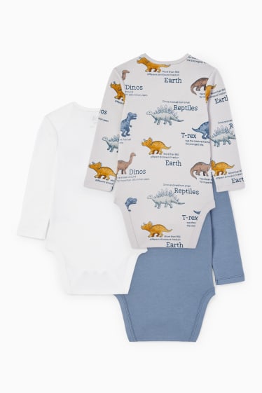 Baby Jungen - Multipack 3er - Dino - Baby-Body - blau