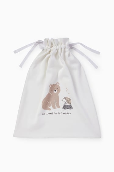 Unisex - Erstlings-Set mit Geschenkbeutel - 7 teilig - weiß