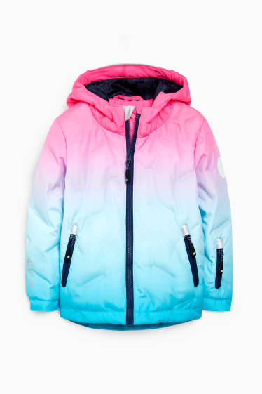 Enfants - Veste de ski à capuche - rose fluo