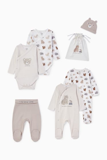 Unisex - Erstlings-Set mit Geschenkbeutel - 7 teilig - weiß