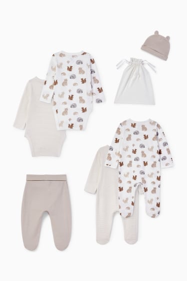 Unisex - Erstlings-Set mit Geschenkbeutel - 7 teilig - weiß