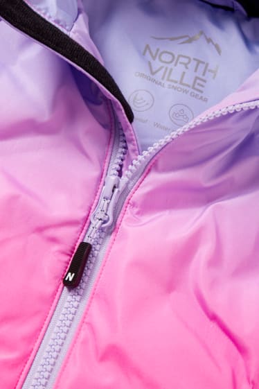 Enfants filles - Veste de ski à capuche - rose fluo