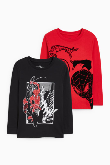 Kinder - Multipack 2er - Spider-Man - Langarmshirt - rot