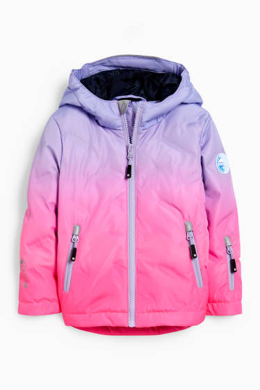 Enfants filles - Veste de ski à capuche - rose fluo