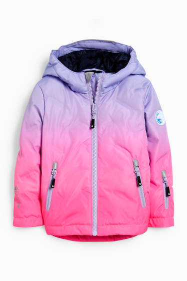 Kinder - Skijacke mit Kapuze - wasserabweisend - neon-pink