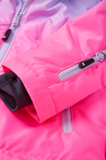 Enfants filles - Veste de ski à capuche - rose fluo