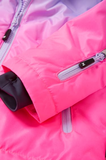 Niños - Chaqueta de esquí con capucha - fucsia fosforito