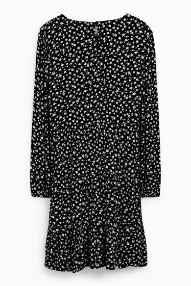 Damen - Viskose-Kleid - geblümt - schwarz
