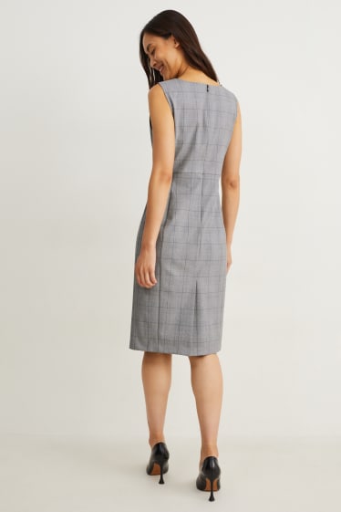 Femmes - Robe fourreau de bureau - Mix & Match - à carreaux - gris