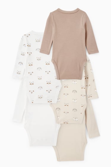 Unisex - Set van 5 - wikkelrompertje - licht beige