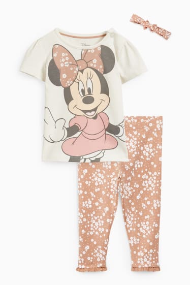 Bebeluși - fete - Minnie Mouse - compleu bebeluși - 3 piese - alb-crem