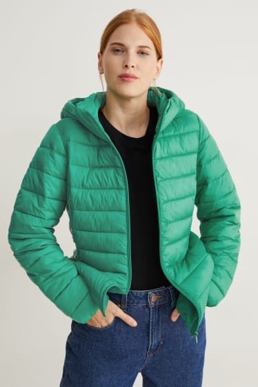 Mujer - Chaqueta acolchada con capucha - verde claro
