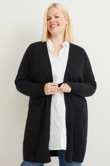 Women - Long cashmere cardigan - black