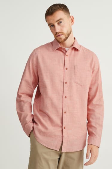 Men - Shirt - regular fit - Kent collar - orange-melange