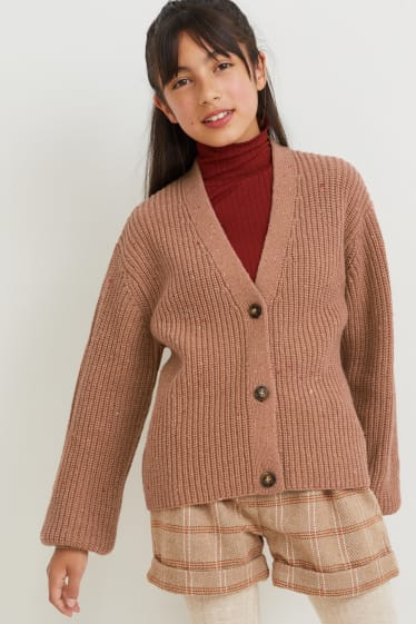 Kinder Mädchen - Strickjacke - hellbraun