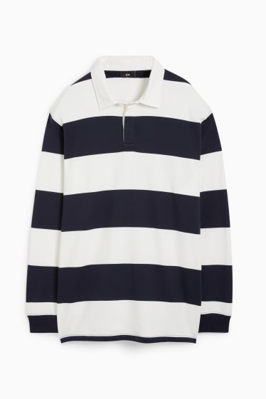 Men - Polo shirt - striped - dark blue