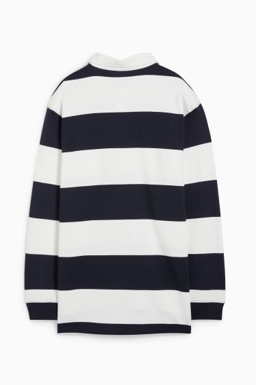 Men - Polo shirt - striped - dark blue