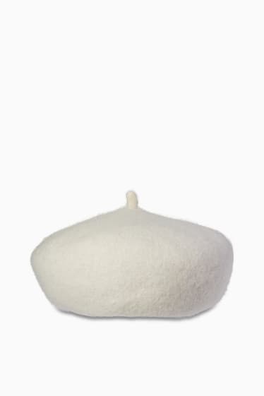 Femmes - CLOCKHOUSE - béret en laine mélangée - blanc crème