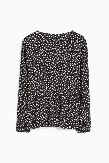 Dames - CLOCKHOUSE - blouse - gebloemd - zwart