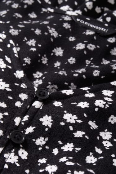 Dames - CLOCKHOUSE - blouse - gebloemd - zwart