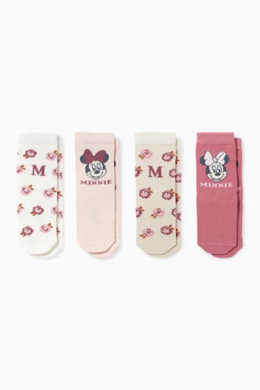 Bébés filles - Lot de 4 paires - Minnie Mouse - chaussettes à motif - beige clair