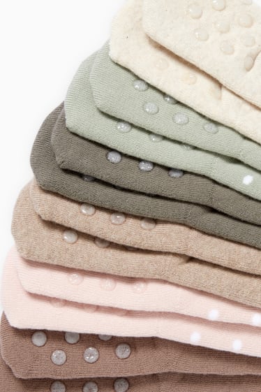 Neonate - Confezione da 6 - animali selvatici - calze antiscivolo con motivo per neonati - beige chiaro