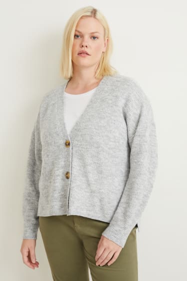 Damen - Strickjacke - hellgrau-melange