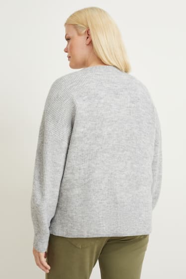 Damen - Strickjacke - hellgrau-melange