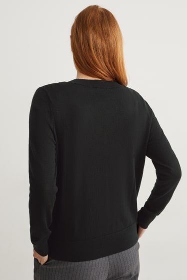 Damen - Basic-Merino-Pullover - schwarz