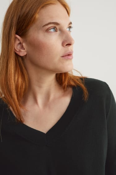 Damen - Basic-Merino-Pullover - schwarz