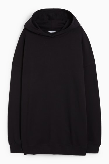 Dames - CLOCKHOUSE - jurk van sweatstof, met capuchon - zwart