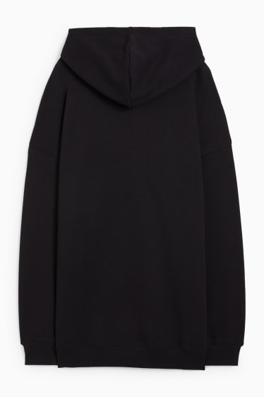 Dames - CLOCKHOUSE - jurk van sweatstof, met capuchon - zwart