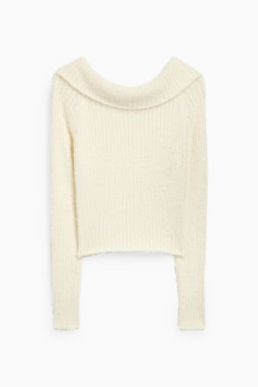 Damen - Pullover - gerippt - weiß