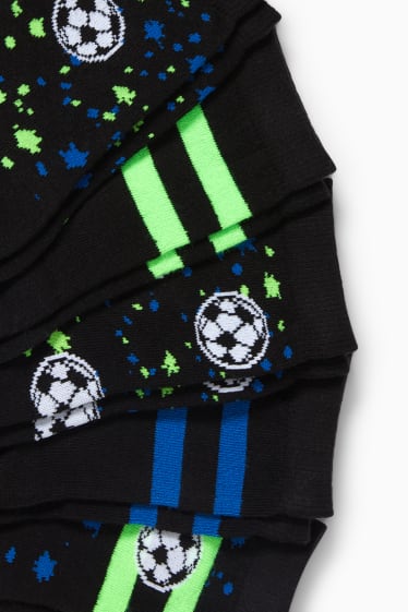 Kinderen - Set van 5 paar - voetbal - sokken met motief - zwart