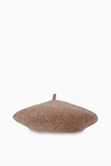 Damen - Woll-Baskenmütze - hellbeige