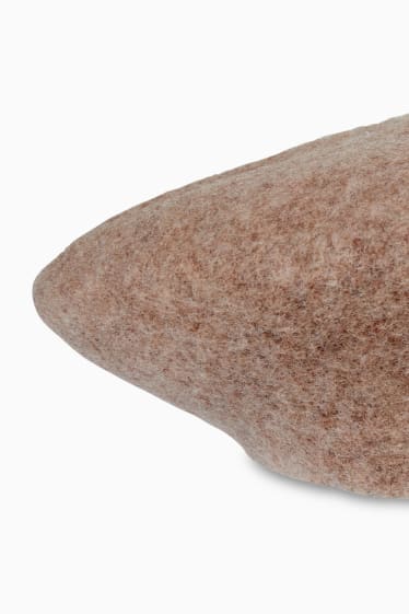 Damen - Woll-Baskenmütze - hellbeige