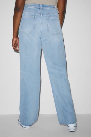 Women - CLOCKHOUSE - straight jeans - high waist - denim-light blue