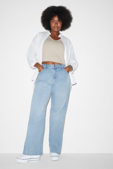 Women - CLOCKHOUSE - straight jeans - high waist - denim-light blue