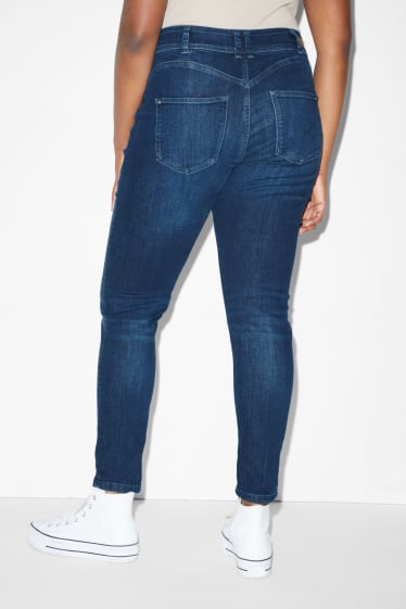 Women - CLOCKHOUSE - skinny jeans - mid-rise waist - push-up effect - blue denim