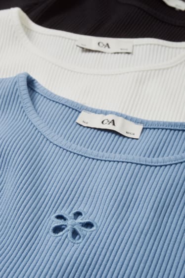 Enfants filles - Lot de 3 - hauts à manches longues - blanc crème