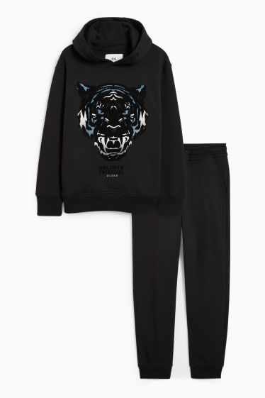 Enfants - Ensemble - sweat à capuche et pantalon de jogging - deux pièces - noir