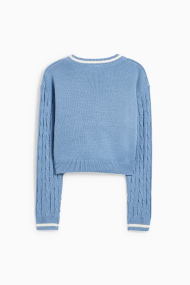 Kinder - Pullover - Zopfmuster - blau