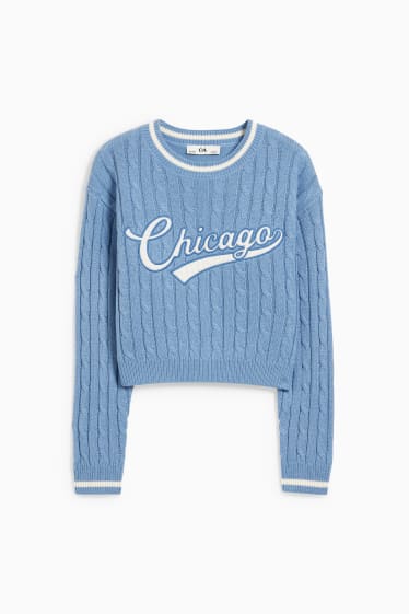 Bambini - Maglione - motivo treccia - blu