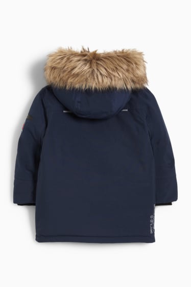 Children Boys - Jacket with hood and faux fur trim - dark blue